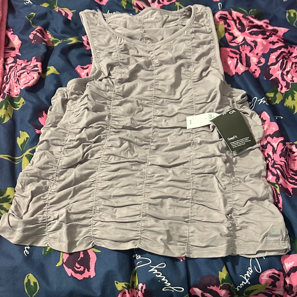 GAP Soft Gray Ruched Tank Top